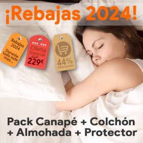 ¡Rebajas 2024! Pack Canapé + Colchón + Almohada + Protector